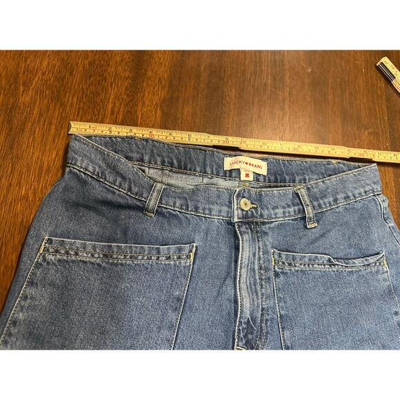 Lucky Brand High Rise Wide Leg Cropped Blue Denim Jeans Women 12/31 Grunge Y2K - Picture 5 of 11